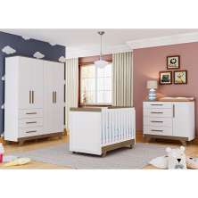 Quarto Infantil Decorado Retrô Branco e Carvalho