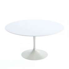 Mesa de Jantar Tulipa Saarinen Redonda 100 cm  + Vidro Temperado- Laqueada