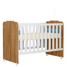 Berço Em MDF Com Rodizios 3450 Nature Branco PLLA