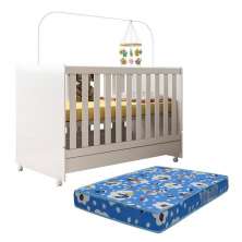 Berço Mini Cama Encanto Branco com Colchão Baby Physical - Peternella Móveis