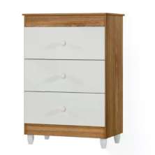 Cômoda Ternura 3 Gavetas - Nature/Branco - Peternella Móveis