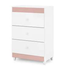 Cômoda Ternura 3 Gavetas - Rosê/Branco - Peternella Móveis