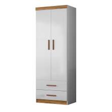 Guarda Roupa Infantil Ônix 2 Portas e 2 Gavetas Flex Nature/Branco - Peternella Móveis