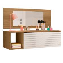 Penteadeira Suspensa Joy  Com Espelho Nature Off White PLLA