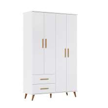 Roupeiro Retrô Noah 4 portas e 2 gavetas Branco Acetinado - Kasa Sofá