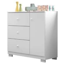 Cômoda Infantil 100% MDF 1 Porta e 3 Gavetas Duda Branco     - Phoenix