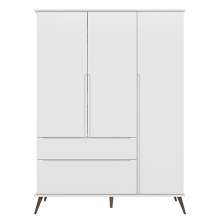 Guarda Roupa Infantil 100% MDF 3 Portas Pés Retrô Melinda Branco - Phoenix