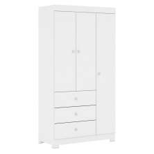 Guarda Roupa Infantil 99cm 3 Portas 3 Gavetas Duda Branco    - Phoenix