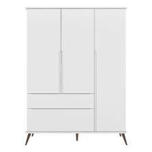 Guarda Roupa Infantil Retrô Melinda 3 Portas e 2 Gavetas Branco - Phoenix Baby