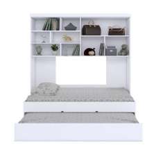 Quarto Infantil Chiara Guarda Roupa Aéreo 2 Portas e Cama com Auxiliar Branco - Phoenix
