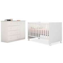 Quarto de Bebê Cômoda Helena e Berço Doce Sonho Branco - Phoenix