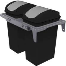Lixeira Dupla Deslizante 15L Flat Cozinha Aço Pintado Preto