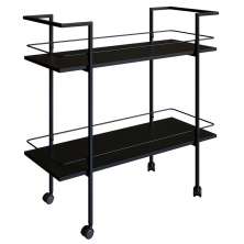 Carrinho Bar Industrial Com Rodizios P1036 Preto PP Milani Store