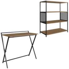 Escrivaninha Dobravel Estante 94X77 Cm Industrial 22X24 Preto Mell PP