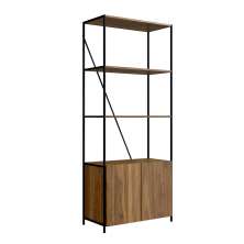 Estante Steel Wood 2 PT Preta e Noce