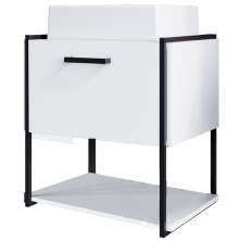Gabinete Susp Banheiro 50 cm Com Cuba Preto Branco P1009 PP