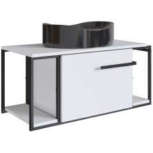 Gabinete Susp E Cuba Marmore Sintetico P1019X941012 Branco Preto PP