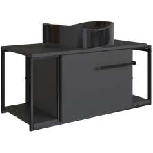 Gabinete Susp E Cuba Marmore Sintetico P1019X941012 Grafite Preto PP