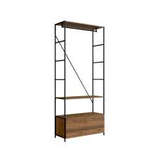 Guarda-Roupa Closet Modulado Steel Wood 2 Portas Noce Oro e Preto