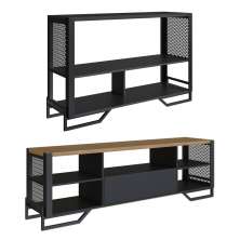 Rack 180 Cm Gaveta Aparador 130 Cm Industrial 17X21 Preto Mell PP