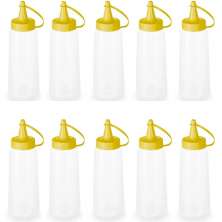 10 Bisnagas para Molhos Plástica 250ml Frasco Ketchup Mostarda Massa Crepe Cozinha