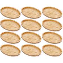 Kit 12 Petisqueiras Bambu Bandeja Oval 23x15cm Restaurante Plasvale Travessa Multiuso