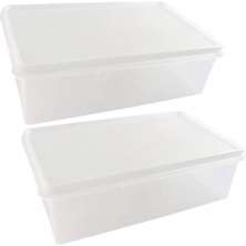 Kit 2 Caixas Organizadoras Plásticas 3,5L Empilhável com Tampa Plasvale Multiuso