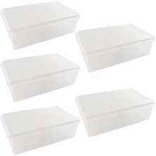 Kit 5 Caixas Organizadoras 3,5L Tampa Hermética Empilhável Plasvale Closet