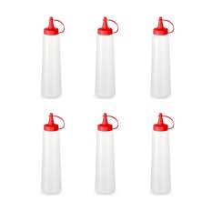 Kit 6 Bisnagas para Molhos 400ml Plástica Ketchup Tampa Vermelha Mostarda Maionese Plasvale