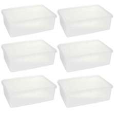 Kit 6 Caixas Organizadoras Plásticas Empilháveis com Tampa 3,5L Plasvale Retangular