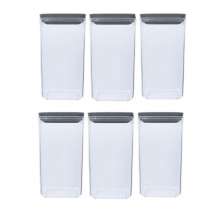 Kit 6 Potes Herméticos Retangulares 1,5L cada Plástico Plasvale Porta Mantimentos Transparente