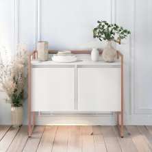Aparador Buffet 2 Portas Industrial Roma Branco Cobre