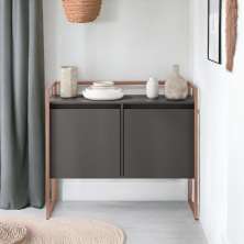 Aparador Buffet 2 Portas Industrial Roma Preto Cobre