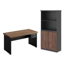Armario Estante com Mesa 1.2 Ipanema Noce Preto