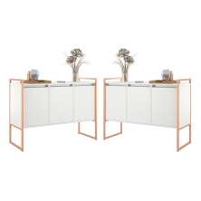Armario Industrial 3 Portas Balso Conjunto 2 Peças - Branco Cobre