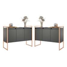 Armario Industrial 3 Portas Balso Conjunto 2 Peças - Preto Cobre