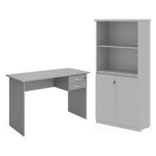 Armario e Mesa de Computador Faroé Cinza