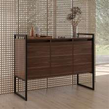 Balcão Buffet Aparador Industrial 3 Portas - Marrom Affara