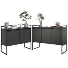 Conjunto Aparador Industrial 2 e 3 portas Preto