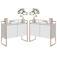 Conjunto Buffet Aparador Industrial 2 Portas Branco Cobre