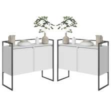 Conjunto Buffet Aparador Industrial 2 Portas Branco Preto