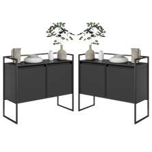 Conjunto Buffet Aparador Industrial 2 Portas Preto