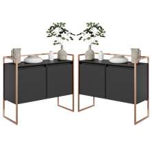 Conjunto Buffet Aparador Industrial 2 Portas Preto Cobre