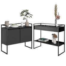 Conjunto Buffet Compacto e Aparador Industrial Preto
