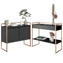 Conjunto Buffet Compacto e Aparador Industrial Preto Cobre