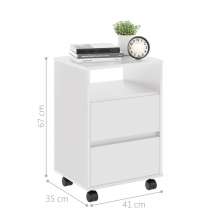 Conjunto Mesa de Cabeceira com Rodízios Nadi Branco