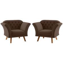 Conjunto Poltrona Decorativa Roseira Inca Marrom