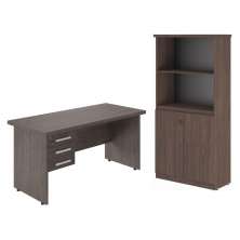 Conjunto de Mesa e Armário Estante Cruzeiro Freijo
