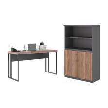 Escrivaninha 1200 com Estante Brunei Noce Preto
