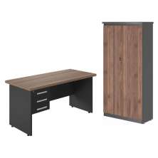 Jogo Armario com Mesa de Computador Eslovénia Noce Preto